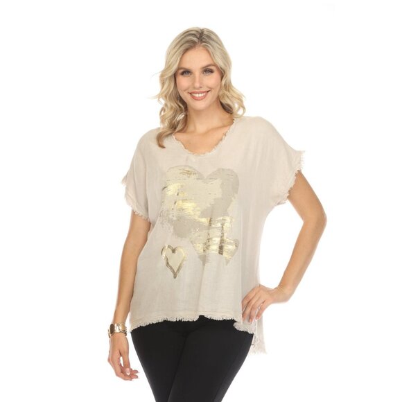 Beige Heart paint Dolman sleeves Top - Picture 7 of 7